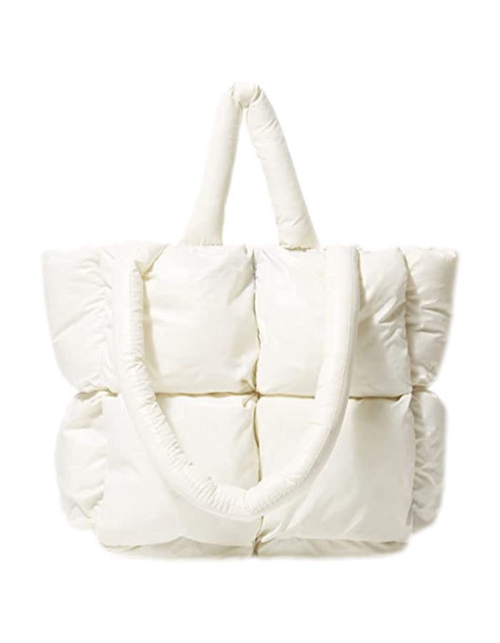 The puffer square tote bag - white