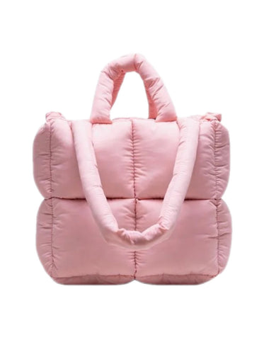 The puffer square tote bag - Soft pink