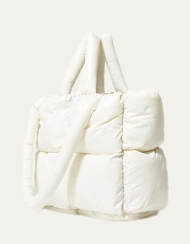 The puffer square tote bag - white