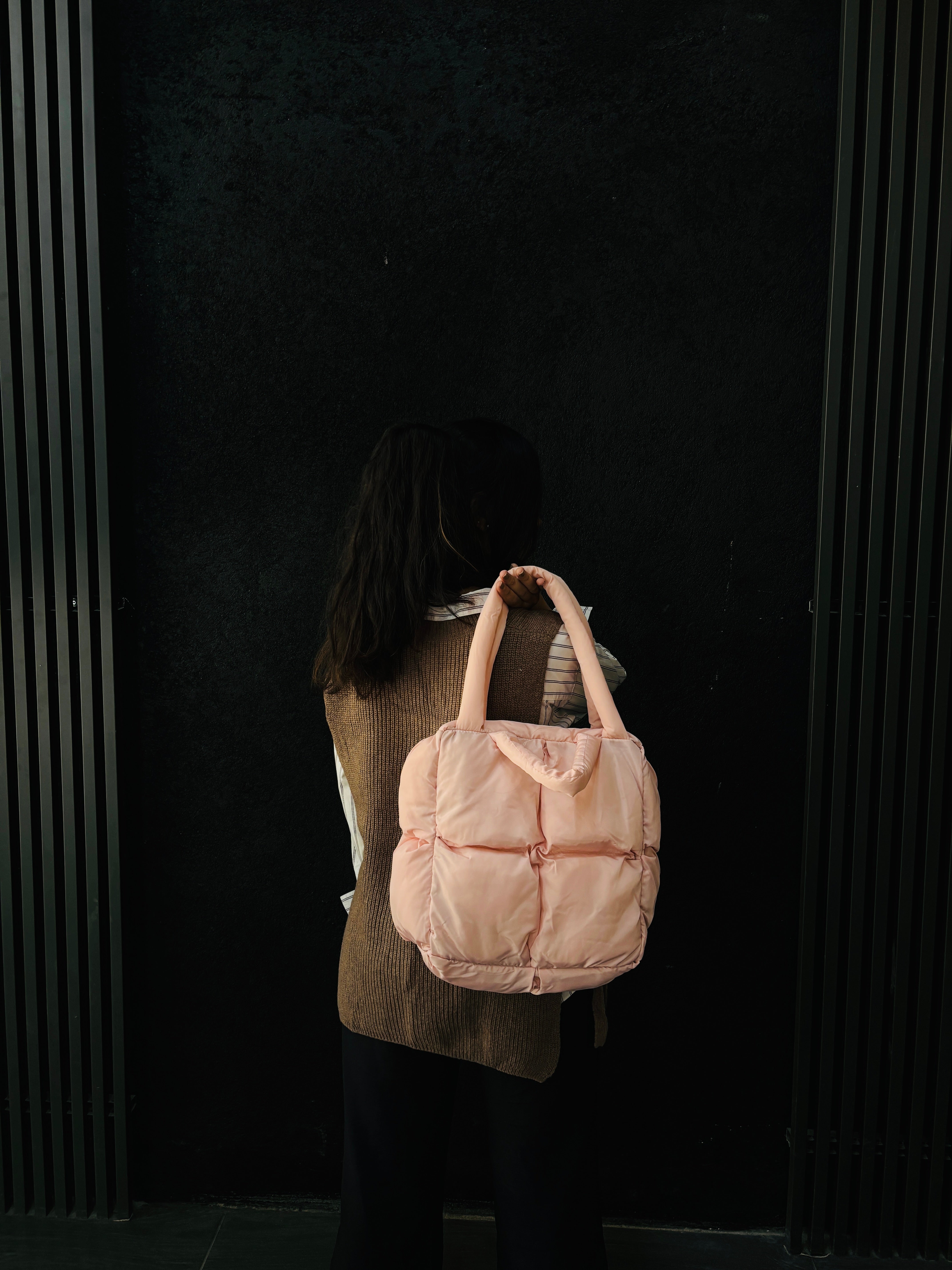 The puffer square tote bag - Soft pink