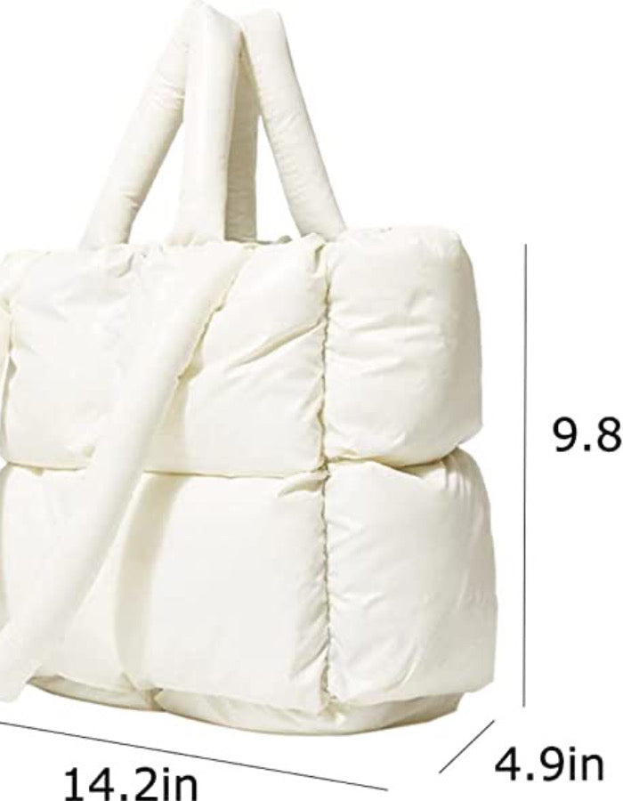 The puffer square tote bag - white