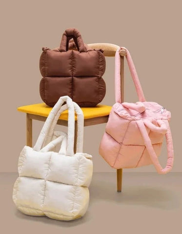 The puffer square tote bag - Soft pink