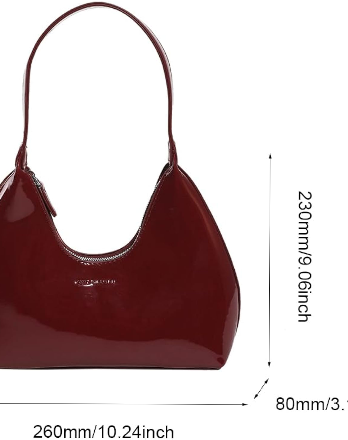 Cherry Red Patent Hobo Bag with Gold Zipper